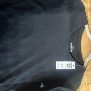 Hollister Women's Black Lace Detail Short Sleeved Shirt